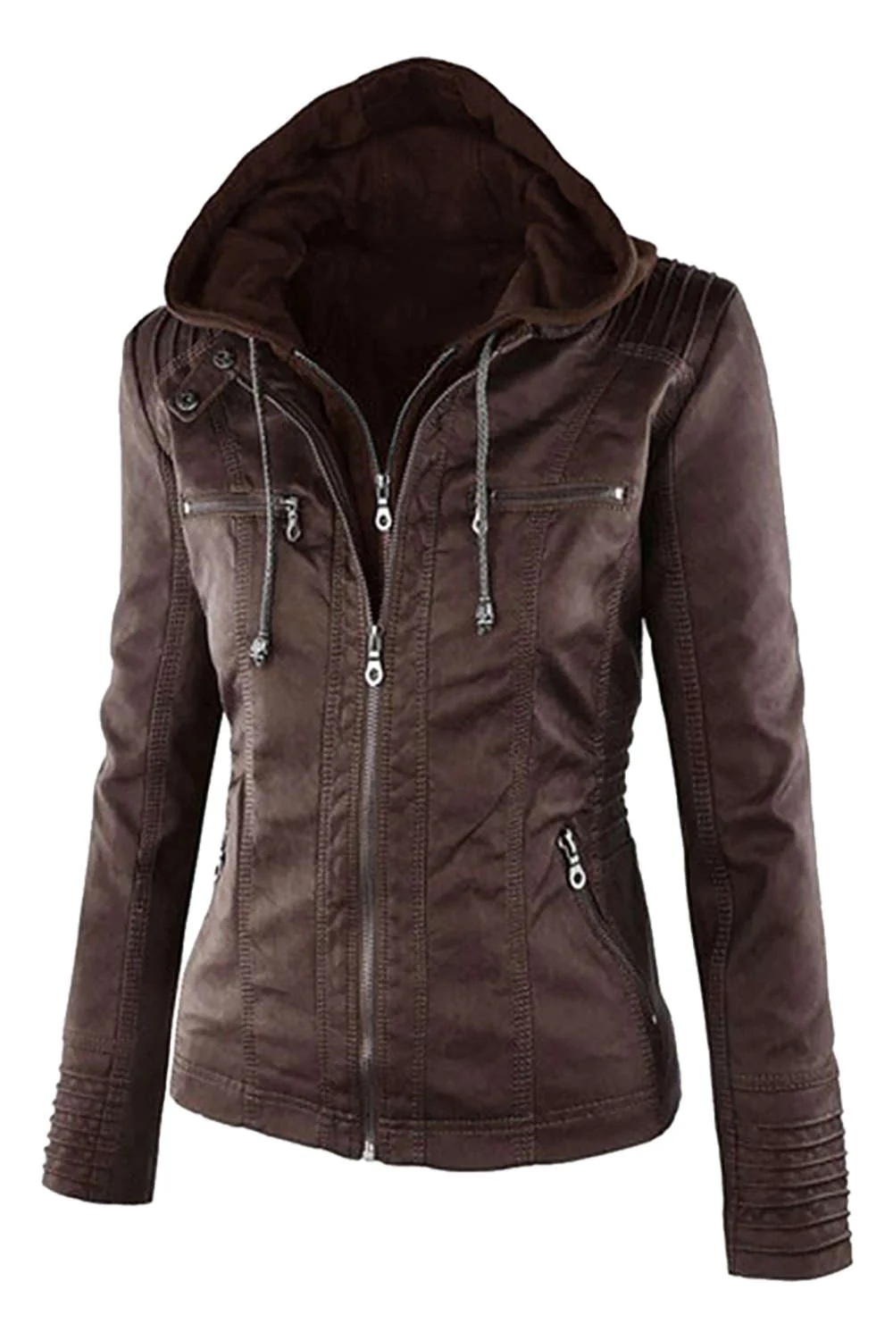 Heidi-Mode | Damen Kunstleder Kapuzenjacke mit Reißverschluss - Image 9