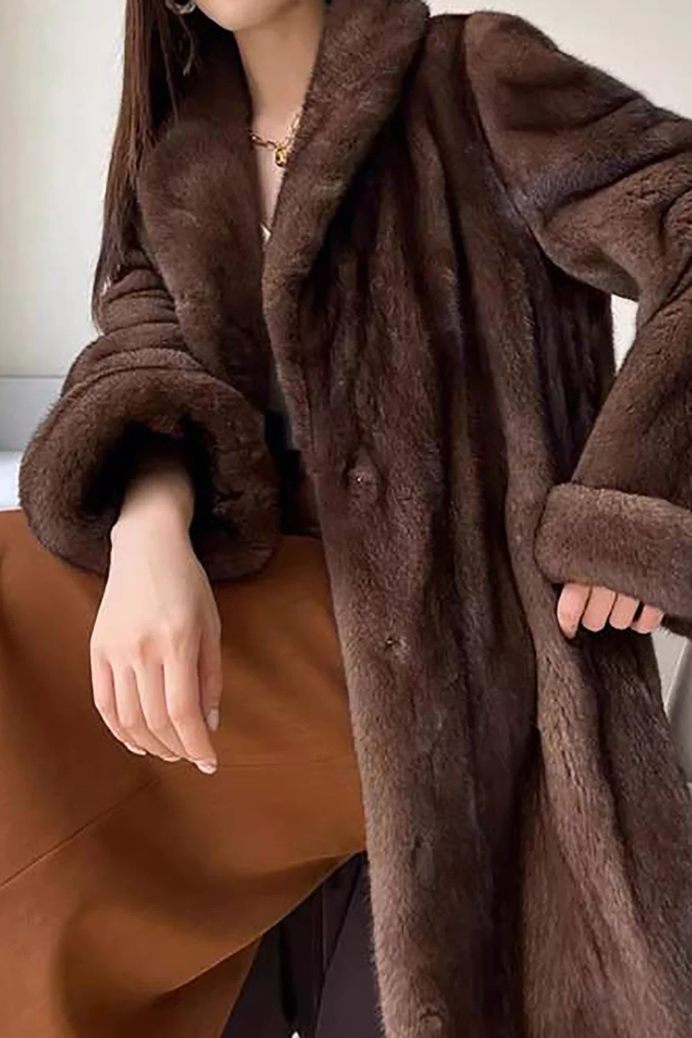 Heidi-Mode | Damen Lange Kunstpelzjacke mit Offener Vorderseite und Weicher Daunenstruktur - Image 3