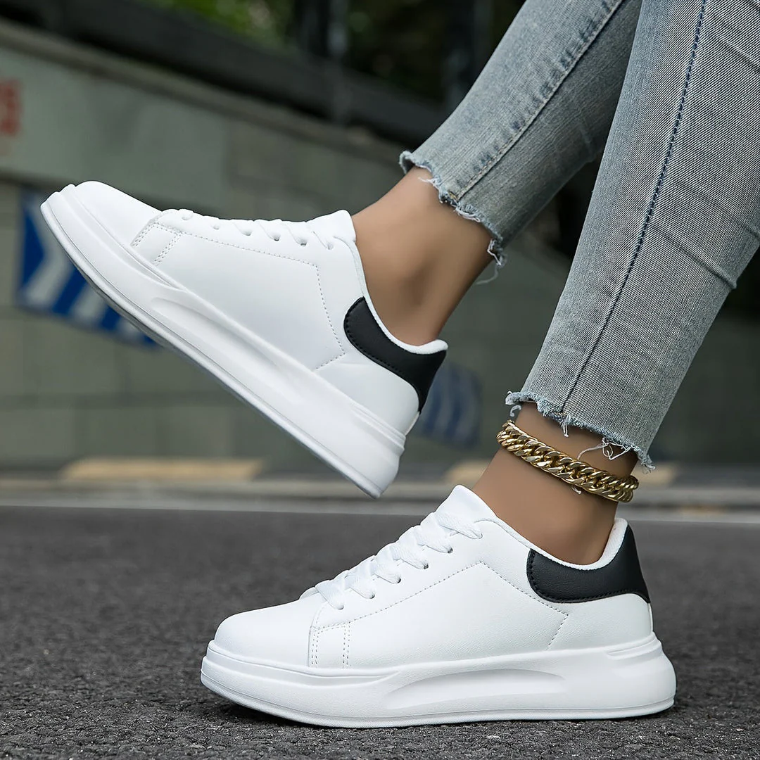 Heidi-Mode | Damen Leder Sneakers Weiß Sportliche Damenschuhe - Image 2