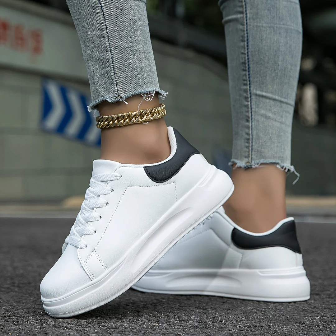 Heidi-Mode | Damen Leder Sneakers Weiß Sportliche Damenschuhe - Image 4