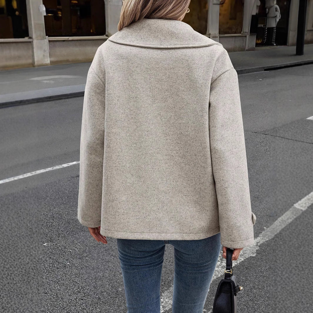 Heidi-Mode | Damen Lockere Jacke Aus Wollmix mit Knopfverschluss - Image 3
