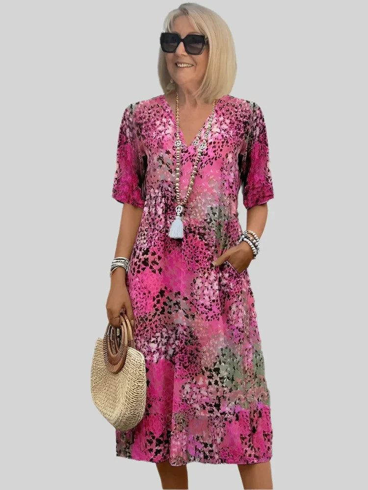 Heidi-Mode | Damen Lockeres Sommerkleid mit V-Ausschnitt und Taschen - Image 8
