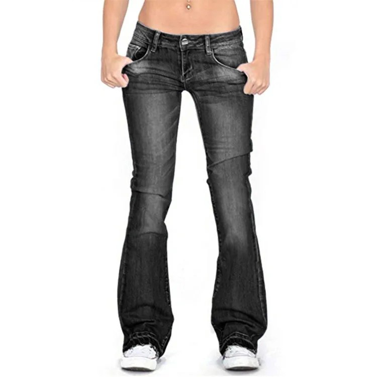 Damen Denim Low-Rise Flared Jeans mit Lässigem Vintage-Look & Ausgestelltem Bein Heidi-Mode - Image 12