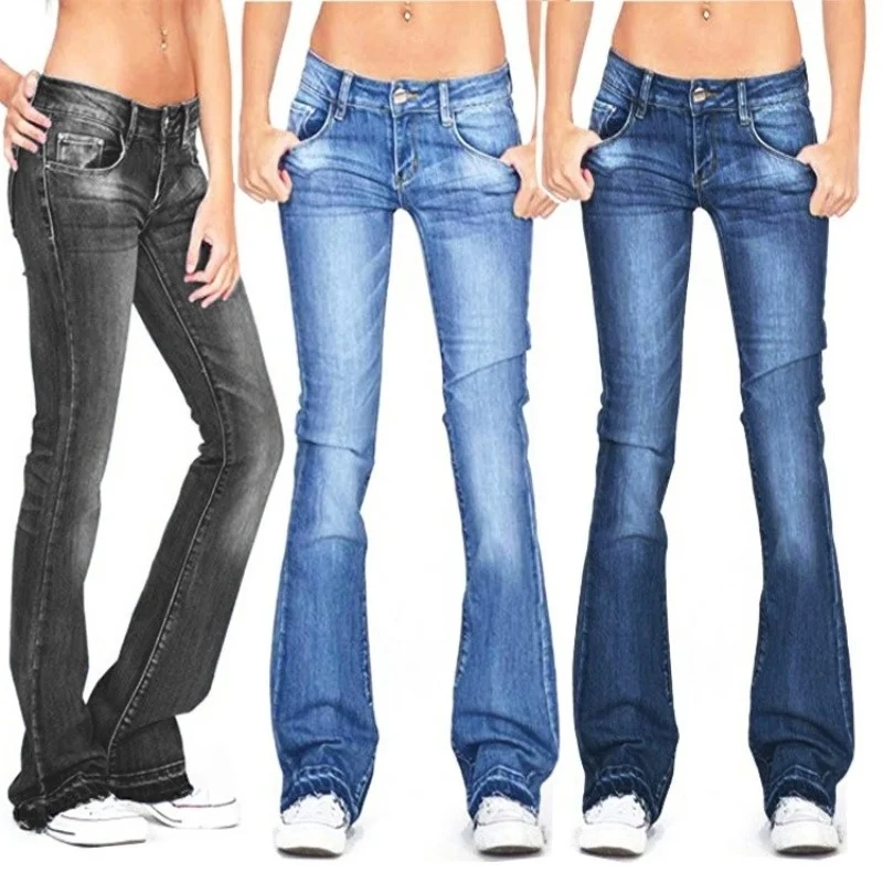 Damen Denim Low-Rise Flared Jeans mit Lässigem Vintage-Look & Ausgestelltem Bein Heidi-Mode - Image 13