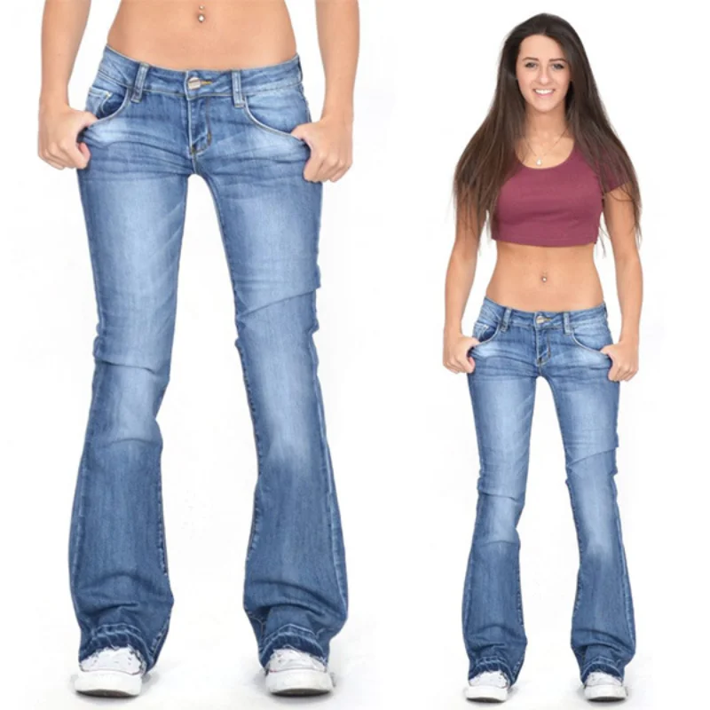 Damen Denim Low-Rise Flared Jeans mit Lässigem Vintage-Look & Ausgestelltem Bein Heidi-Mode - Image 6