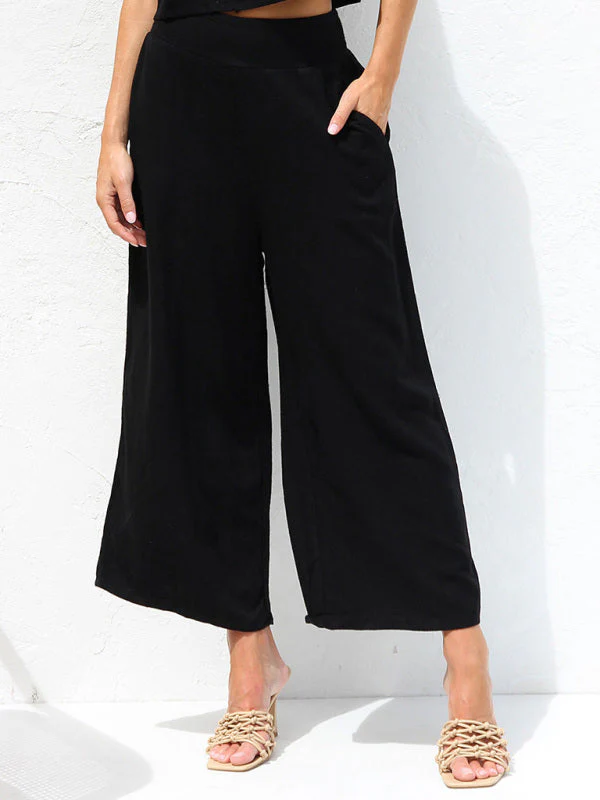 Heidi-Mode | Damen Lässige Ärmellose Knopfleiste Weste Kurze Weit Geschnittene Hose Baumwolle und Leinen Anzug - Image 21