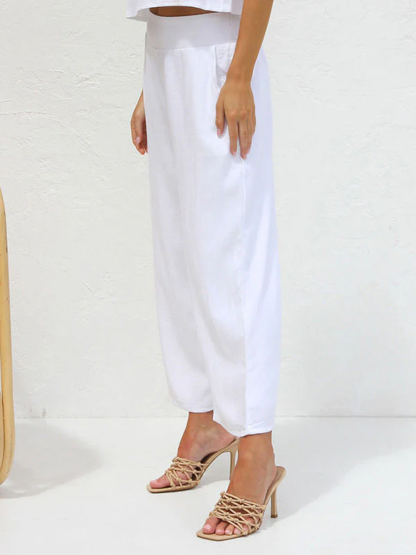 Heidi-Mode | Damen Lässige Ärmellose Knopfleiste Weste Kurze Weit Geschnittene Hose Baumwolle und Leinen Anzug - Image 6