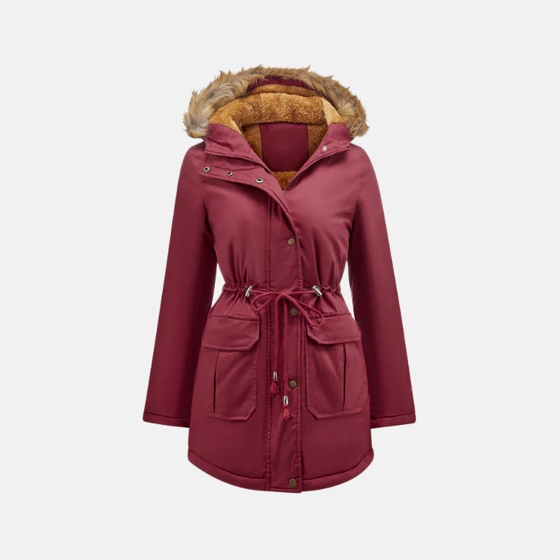 Heidi-Mode | Damen Parka Winterjacke mit Fleece-Futter und Kunstfellkapuze