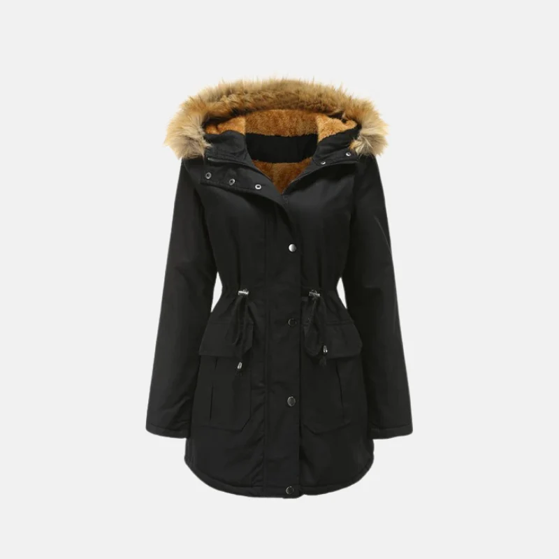 Heidi-Mode | Damen Parka Winterjacke mit Fleece-Futter und Kunstfellkapuze - Image 4