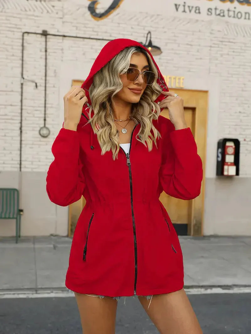 Heidi-Mode | Damen Regenjacke mit Kapuze und Blumenmuster Futter - Image 10