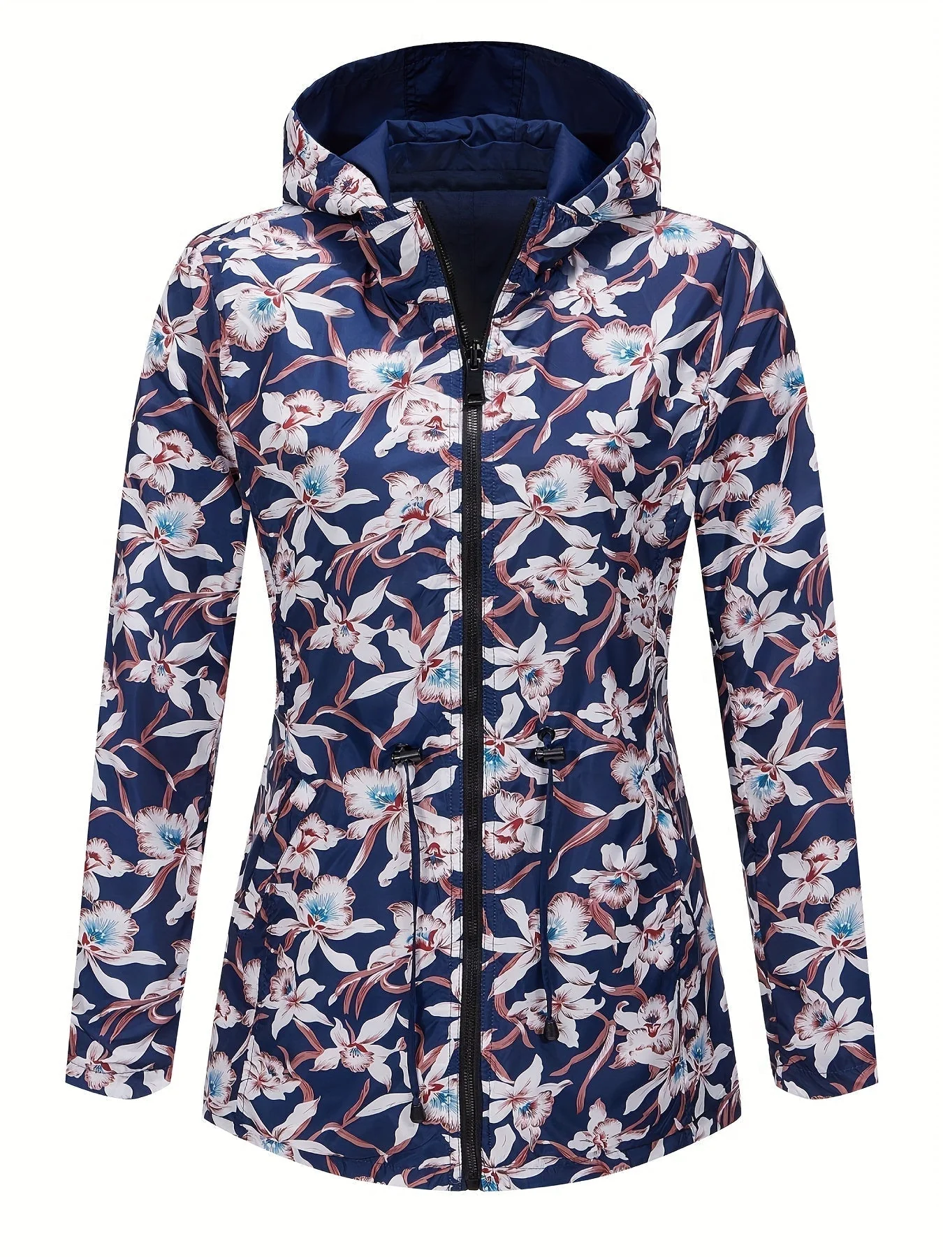 Heidi-Mode | Damen Regenjacke mit Kapuze und Blumenmuster Futter - Image 8
