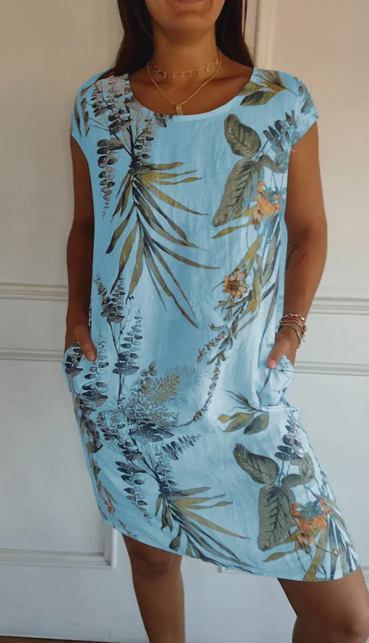 Heidi-Mode | Damen Bedrucktes Baumwoll- und Leinenkleid - Image 7