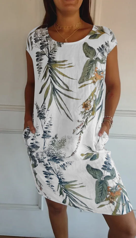 Heidi-Mode | Damen Bedrucktes Baumwoll- und Leinenkleid - Image 9