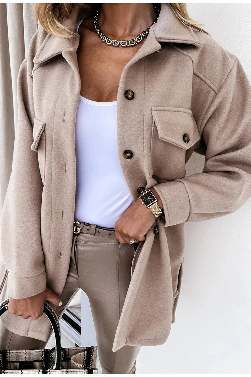 Heidi-Mode | Overshirt Jacke - Oversized Fit - Baumwollmischung - Lange Ärmel - Utility Stil - Image 4