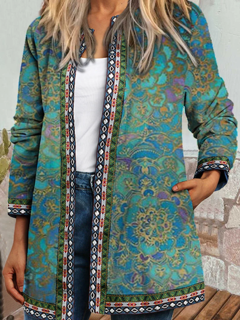 Heidi-Mode | Damen Ethnischer Blumenmantel Jacke - Image 11