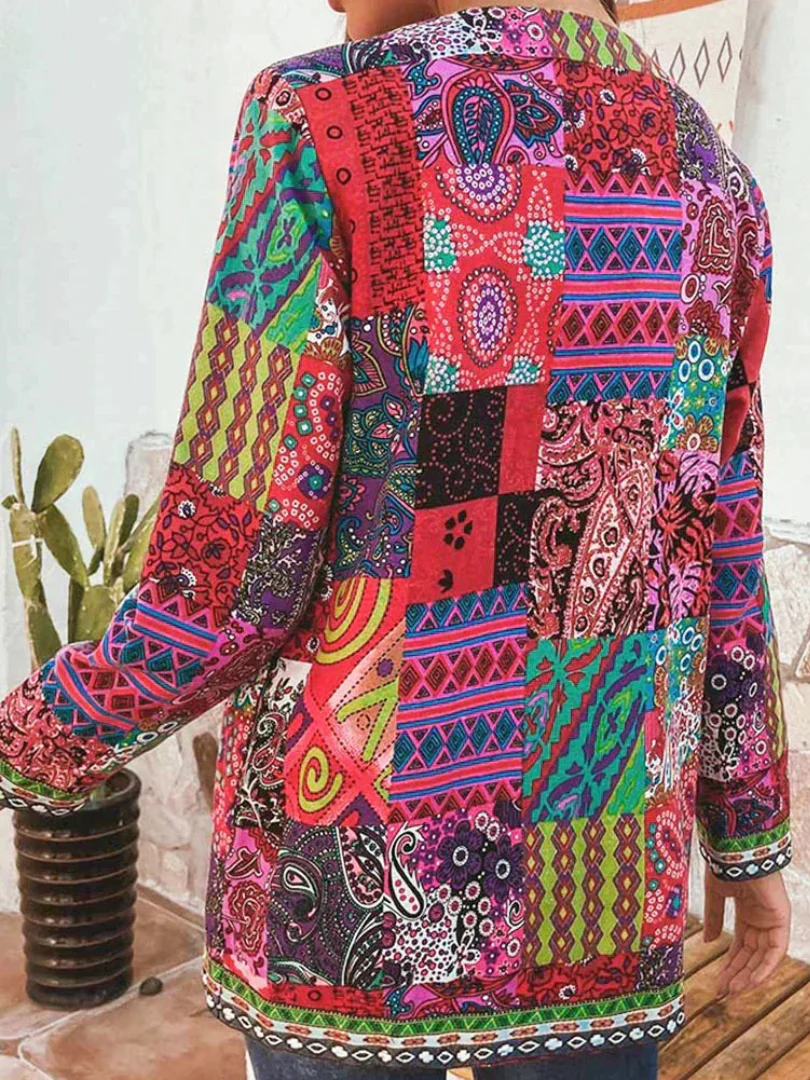 Heidi-Mode | Damen Ethnischer Blumenmantel Jacke - Image 3