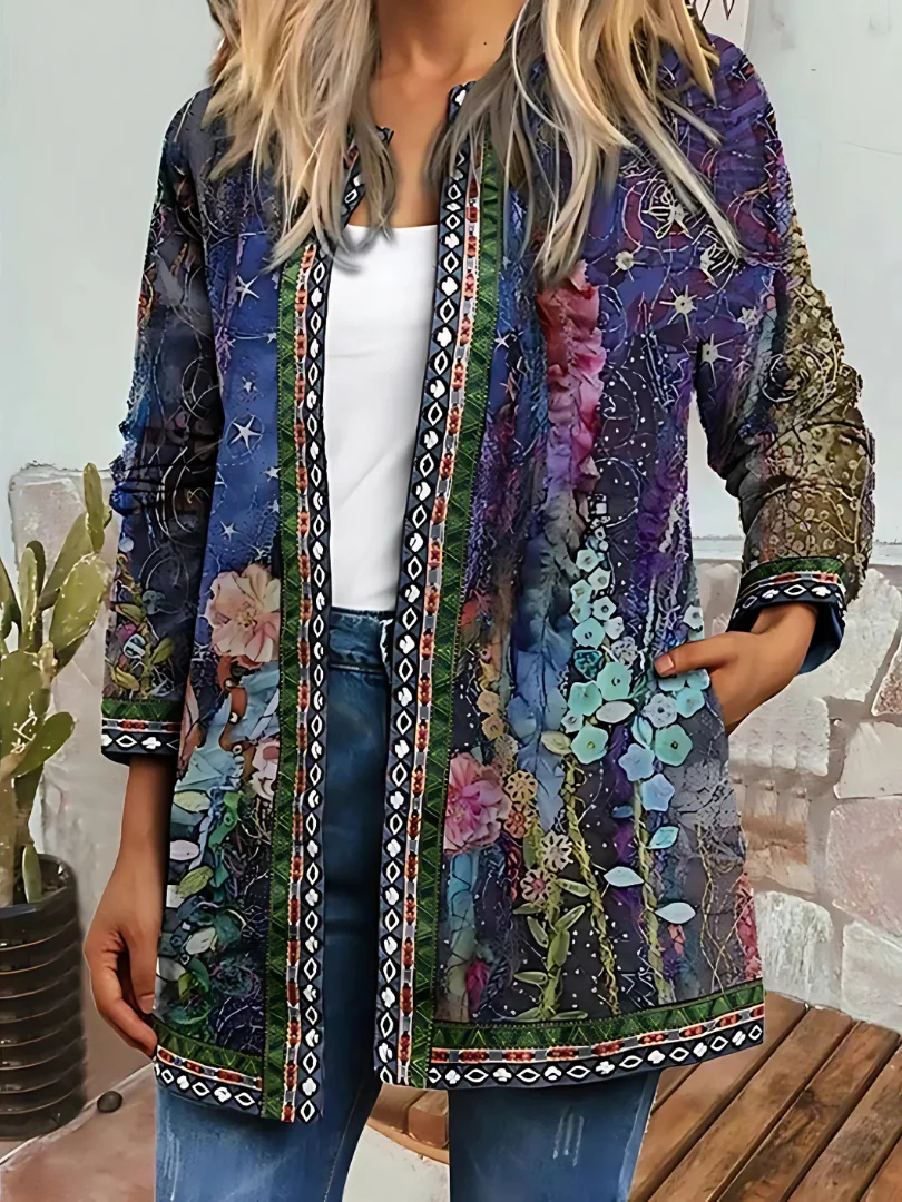 Heidi-Mode | Damen Ethnischer Blumenmantel Jacke - Image 6