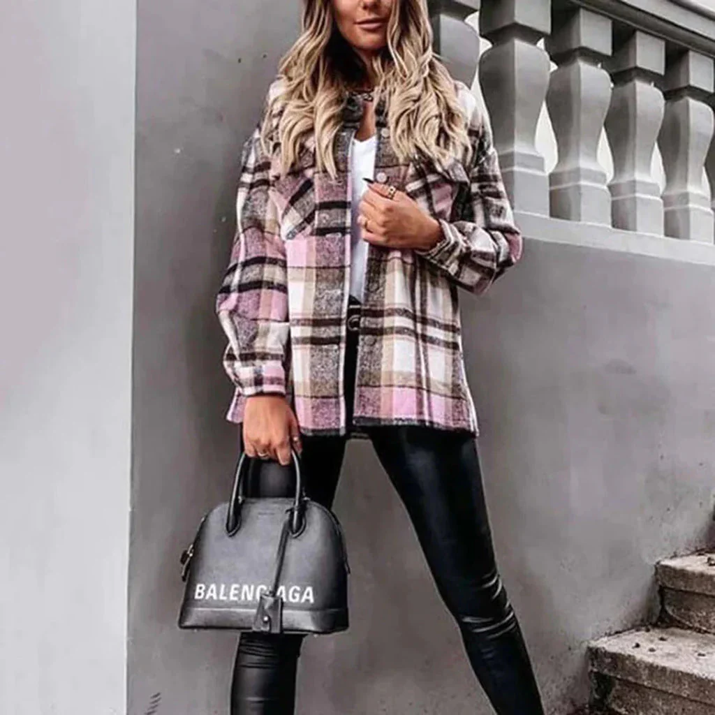 Heidi-Mode | Damen Karierte Oversized Jacke für Gemütliches Styling - Image 2