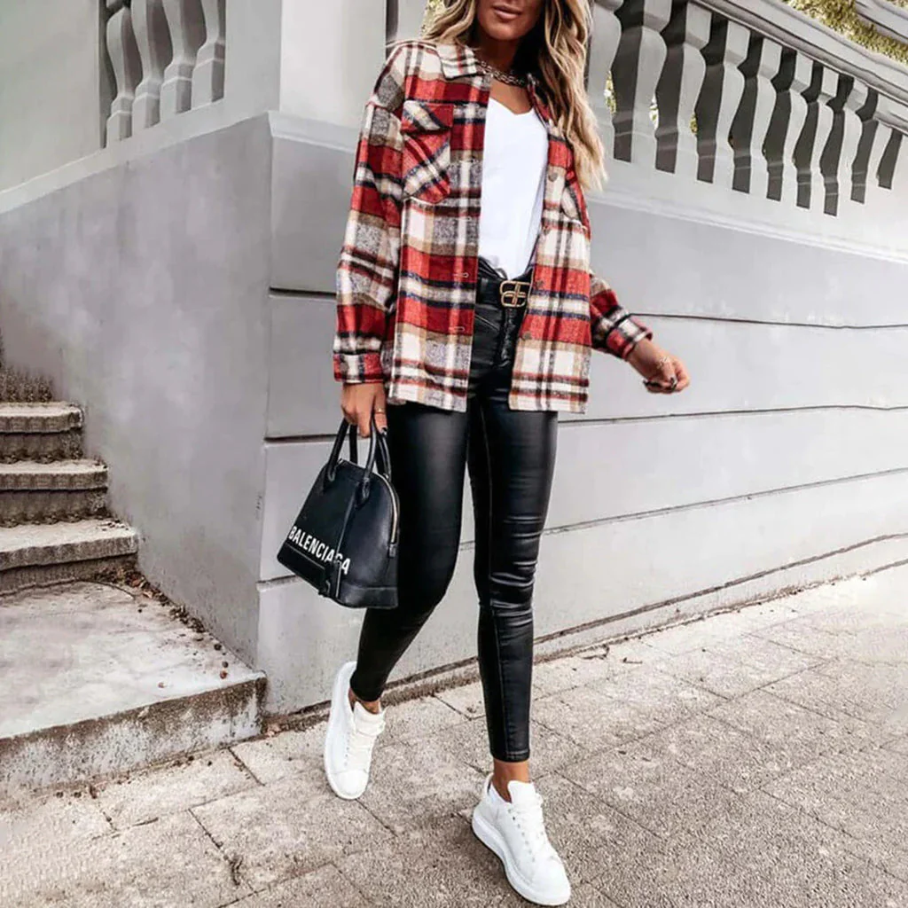 Heidi-Mode | Damen Karierte Oversized Jacke für Gemütliches Styling - Image 3