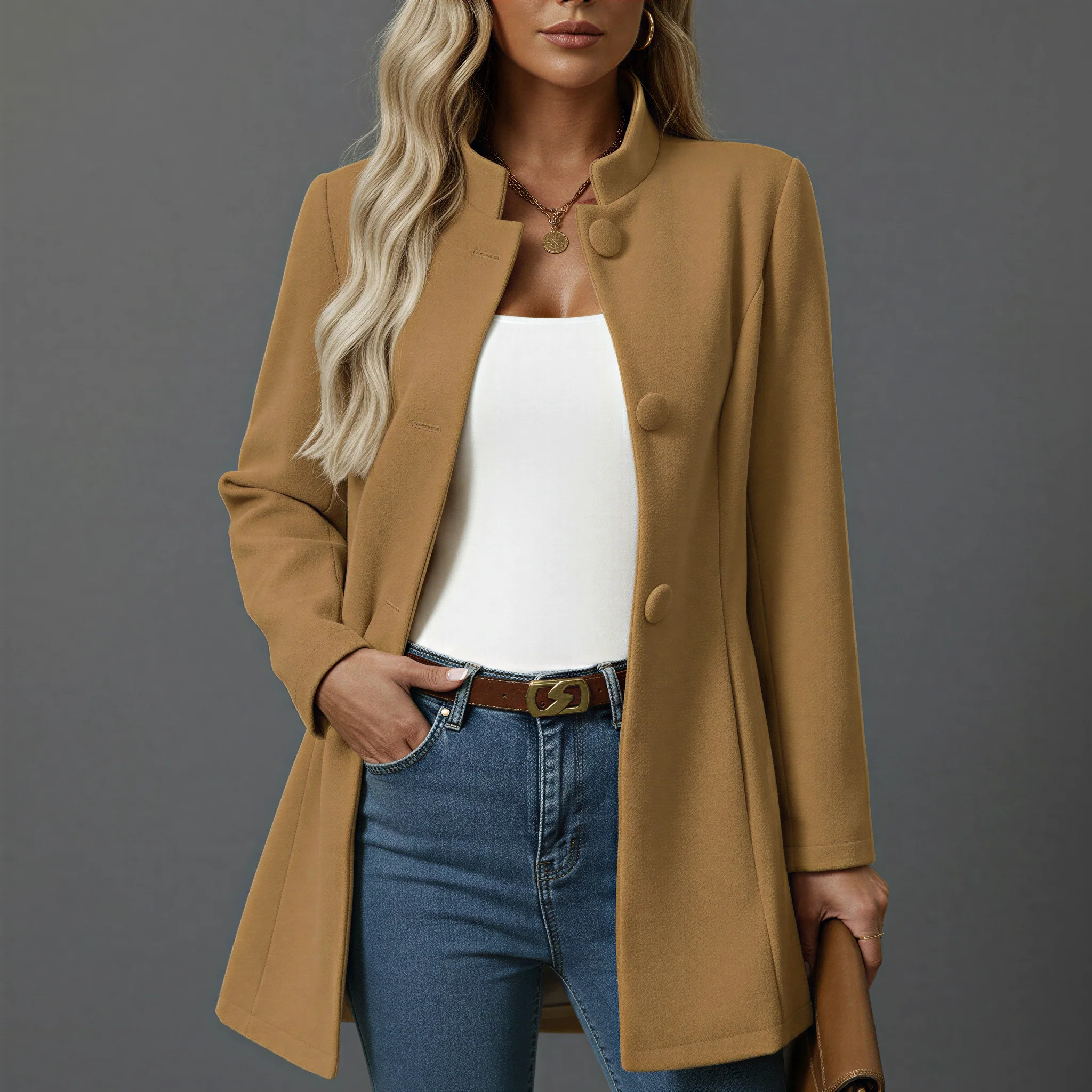 Heidi-Mode | Damen Knopf-down A-Linie Mantel - Image 2