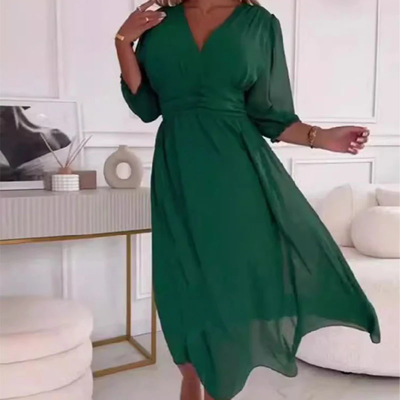 Heidi-Mode | Damen V-Ausschnitt Leichte Chiffon Kleider - Image 3