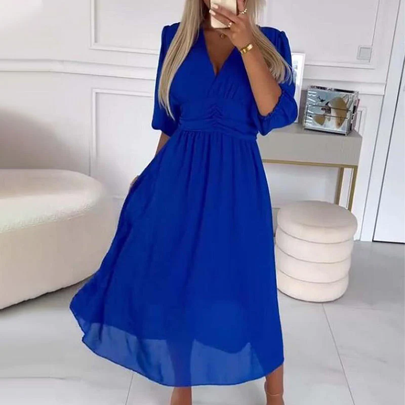 Heidi-Mode | Damen V-Ausschnitt Leichte Chiffon Kleider - Image 6