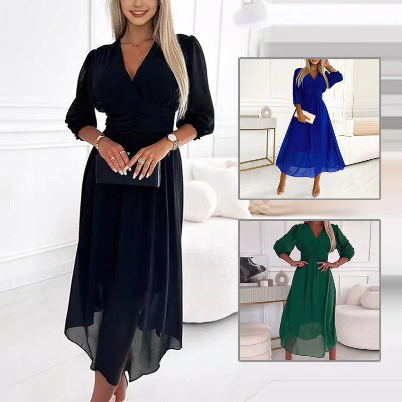 Heidi-Mode | Damen V-Ausschnitt Leichte Chiffon Kleider - Image 7