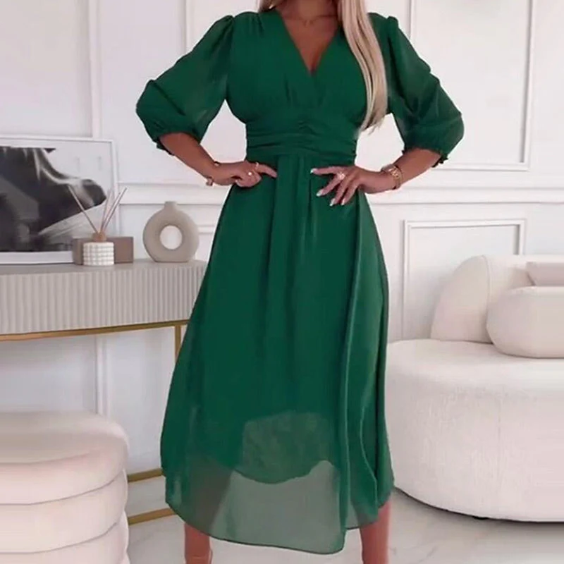 Heidi-Mode | Damen V-Ausschnitt Leichte Chiffon Kleider - Image 9