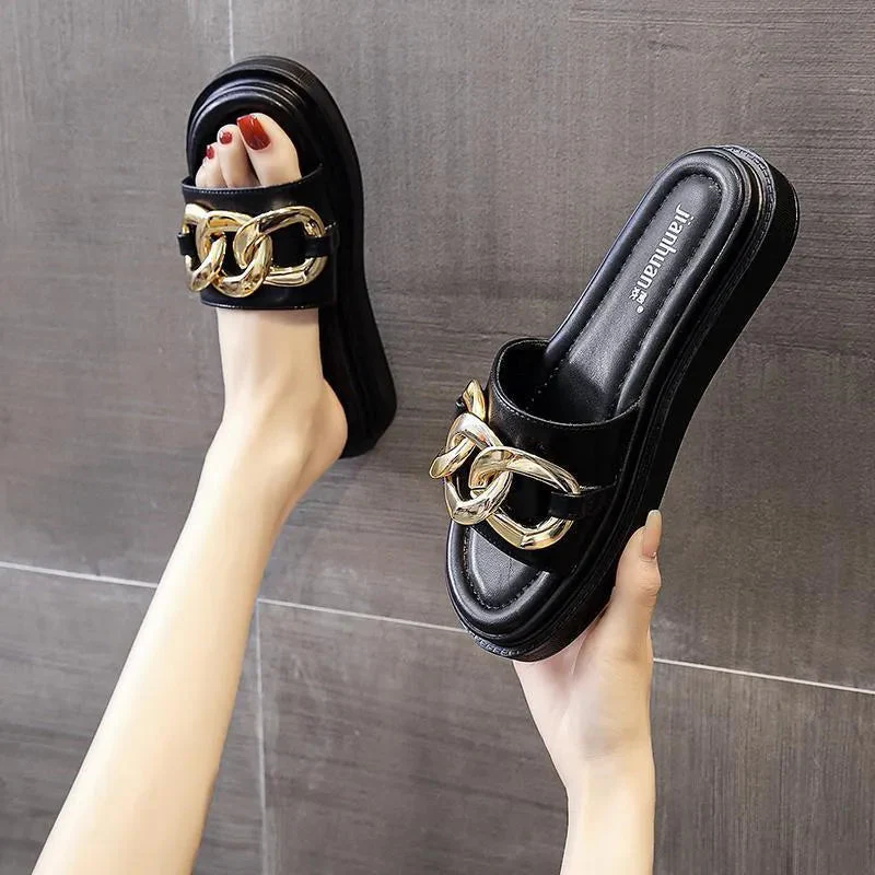 Heidi-Mode | Sandals Women With Platform And Golden Chain - Image 7