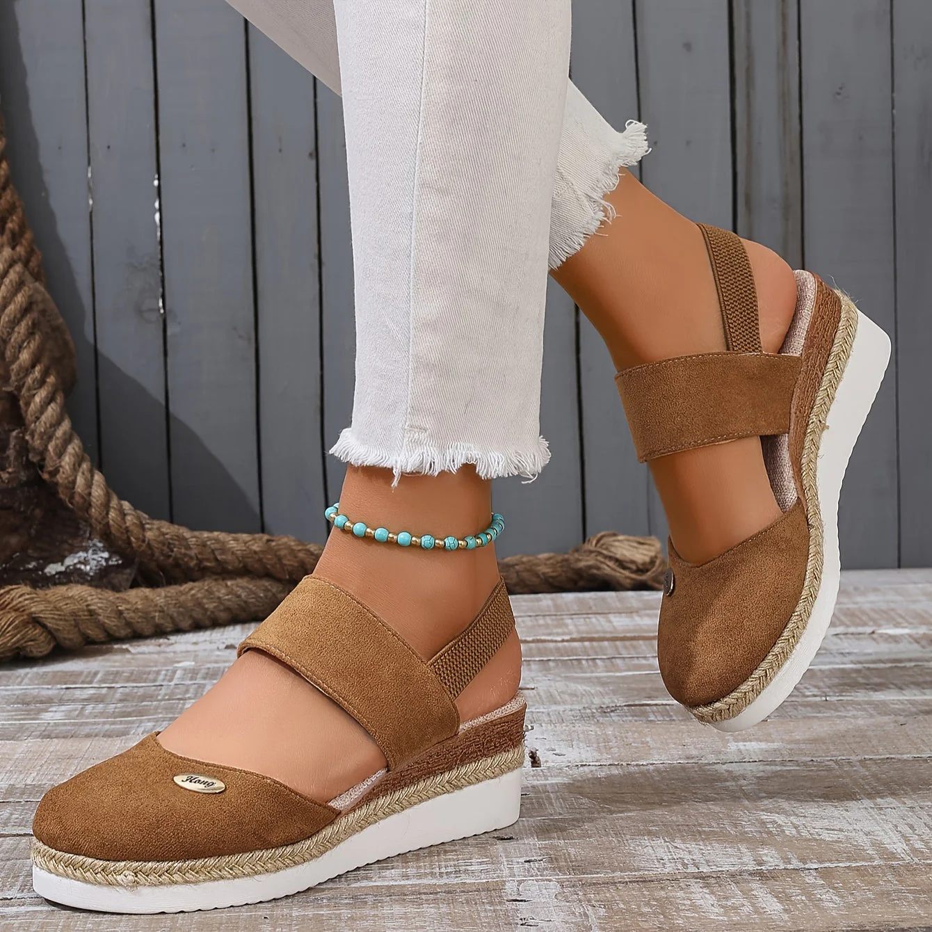 Heidi-Mode | Damen Sandalen Auf Plattform: Rutschfest, Geschlossene Zehe, Elastischer Riemen - Image 13
