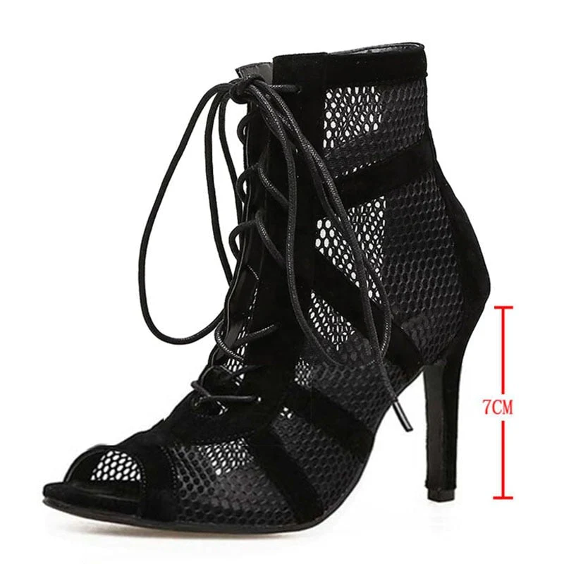 Heidi-Mode | Damen Sandaletten mit Hohen Absätzen - Verführerische Spitze und Mesh für Den Perfekten Party-Look - Image 2