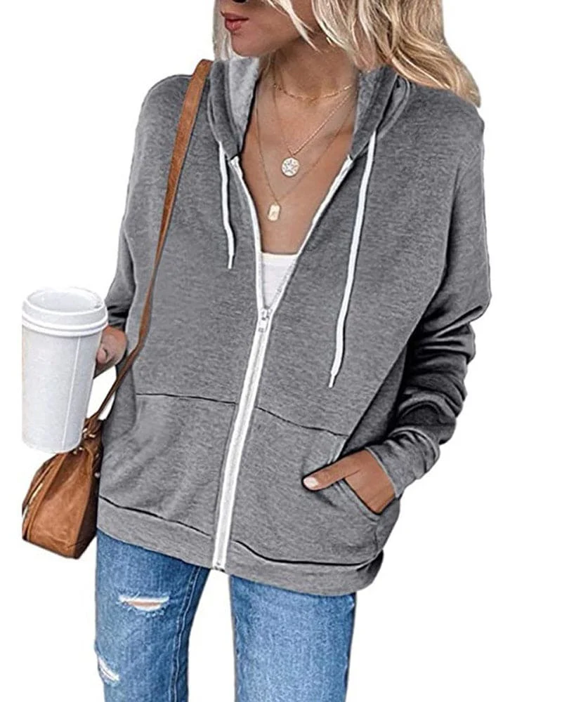 Heidi-Mode | Damen Schwarzer Zip-Kapuzenpulli - Image 7