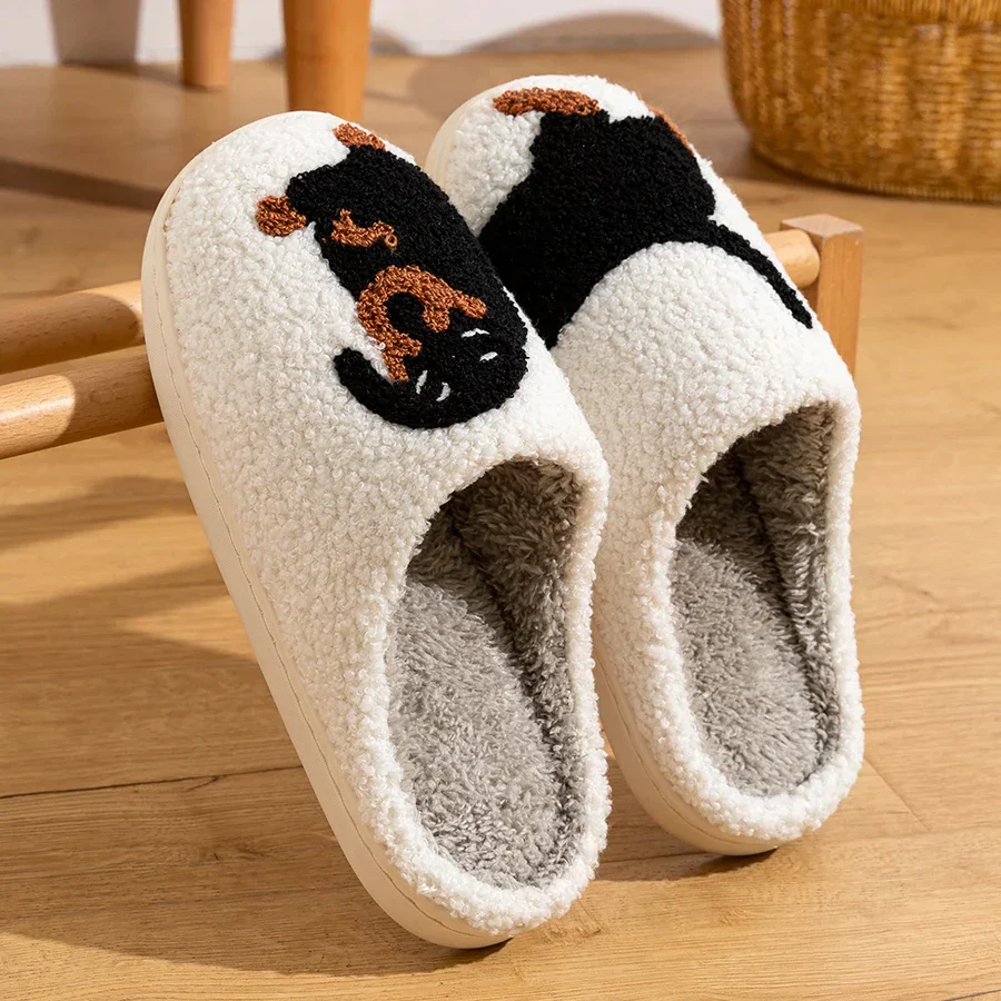 Heidi-Mode | Damen Slipper Kleine Schwarze Hund Weiche Plüsch Hausschuhe - Image 2
