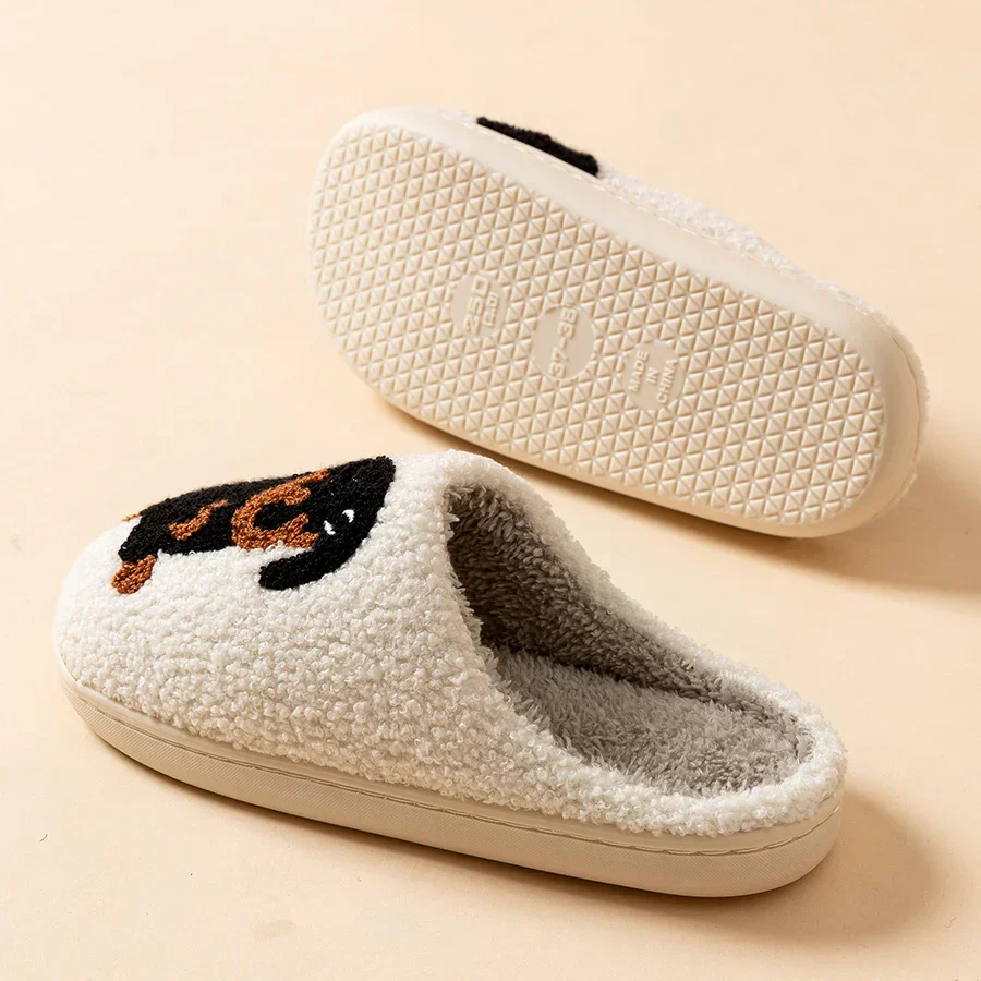 Heidi-Mode | Damen Slipper Kleine Schwarze Hund Weiche Plüsch Hausschuhe - Image 4
