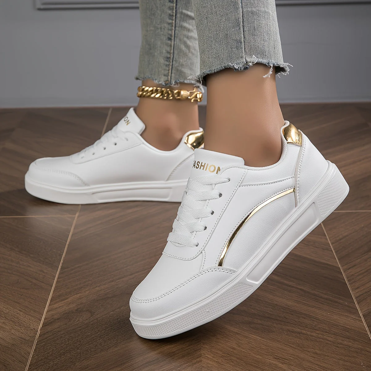Heidi-Mode | Damen Sneaker In Einfarbiger Ausführung mit Schnürsenkeln und Weicher Sohle - Image 8