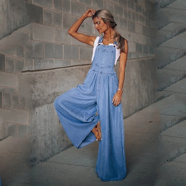 Heidi-Mode | Damen Denim-Overalls mit Weitem Bein Design - Image 3