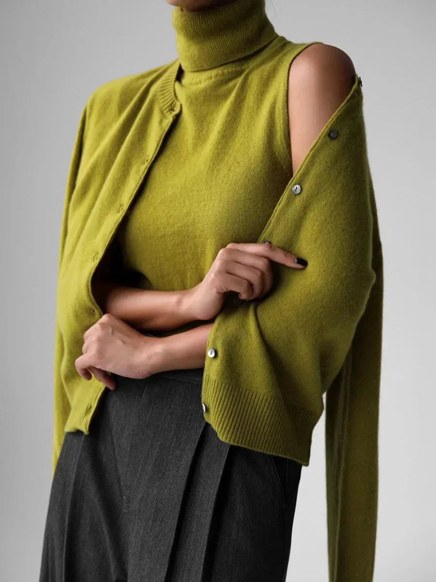 Heidi-Mode | Damen Strick-Cardigan und Rollkragenpullover Set - Image 10