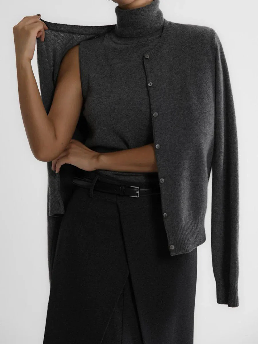 Heidi-Mode | Damen Strick-Cardigan und Rollkragenpullover Set - Image 11