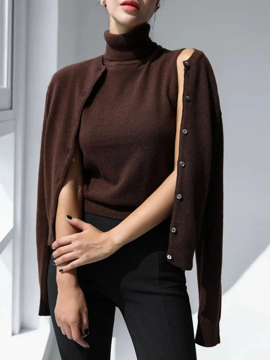 Heidi-Mode | Damen Strick-Cardigan und Rollkragenpullover Set - Image 13
