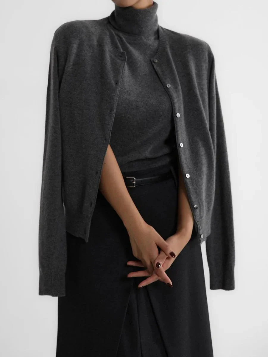 Heidi-Mode | Damen Strick-Cardigan und Rollkragenpullover Set - Image 2
