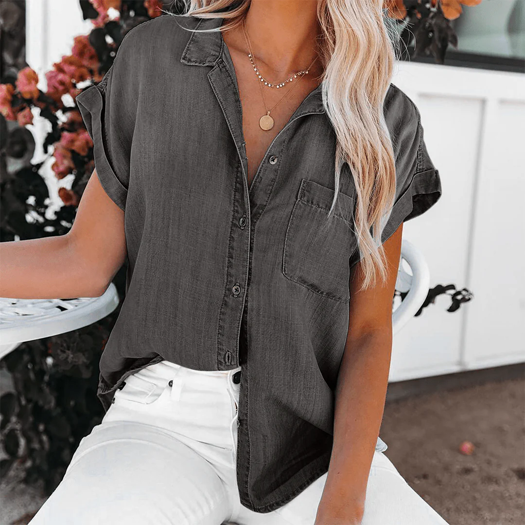Heidi-Mode | Damen Top Stilvolle Jeansbluse Lässiger und Moderner Look - Image 2