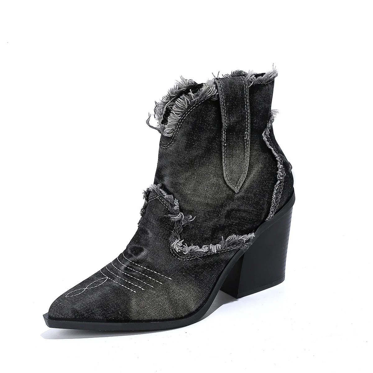 Heidi-Mode | Damen Trendy Spitzes-Toe Western Cowboy-Stiefel Bequeme Stiefeletten - Image 8