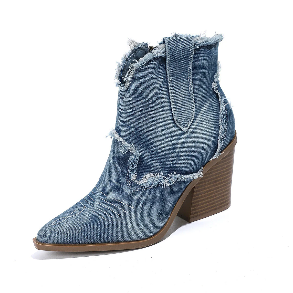 Heidi-Mode | Damen Trendy Spitzes-Toe Western Cowboy-Stiefel Bequeme Stiefeletten - Image 9