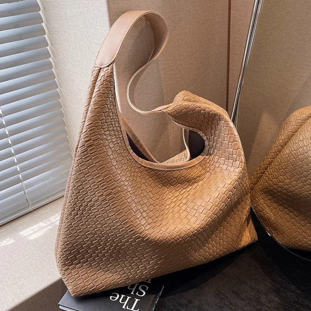 Heidi-Mode | Damen Vielseitige Schultertasche Aus Weichem Leder mit Gewebtem Hobo-Design - Image 10