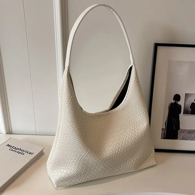 Heidi-Mode | Damen Vielseitige Schultertasche Aus Weichem Leder mit Gewebtem Hobo-Design - Image 11