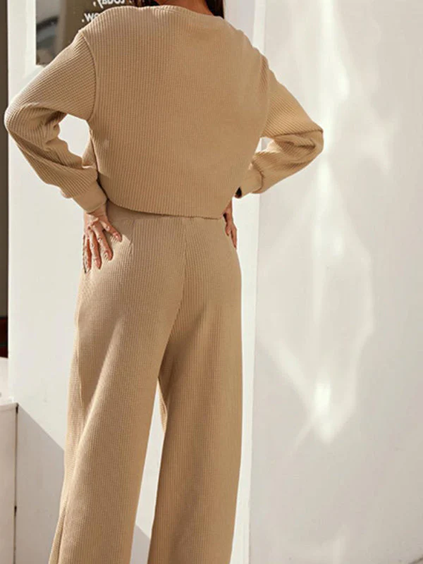 Heidi-Mode | Damen Zweiteiler Rundhals Langarm Weite Beine Hose - Image 6