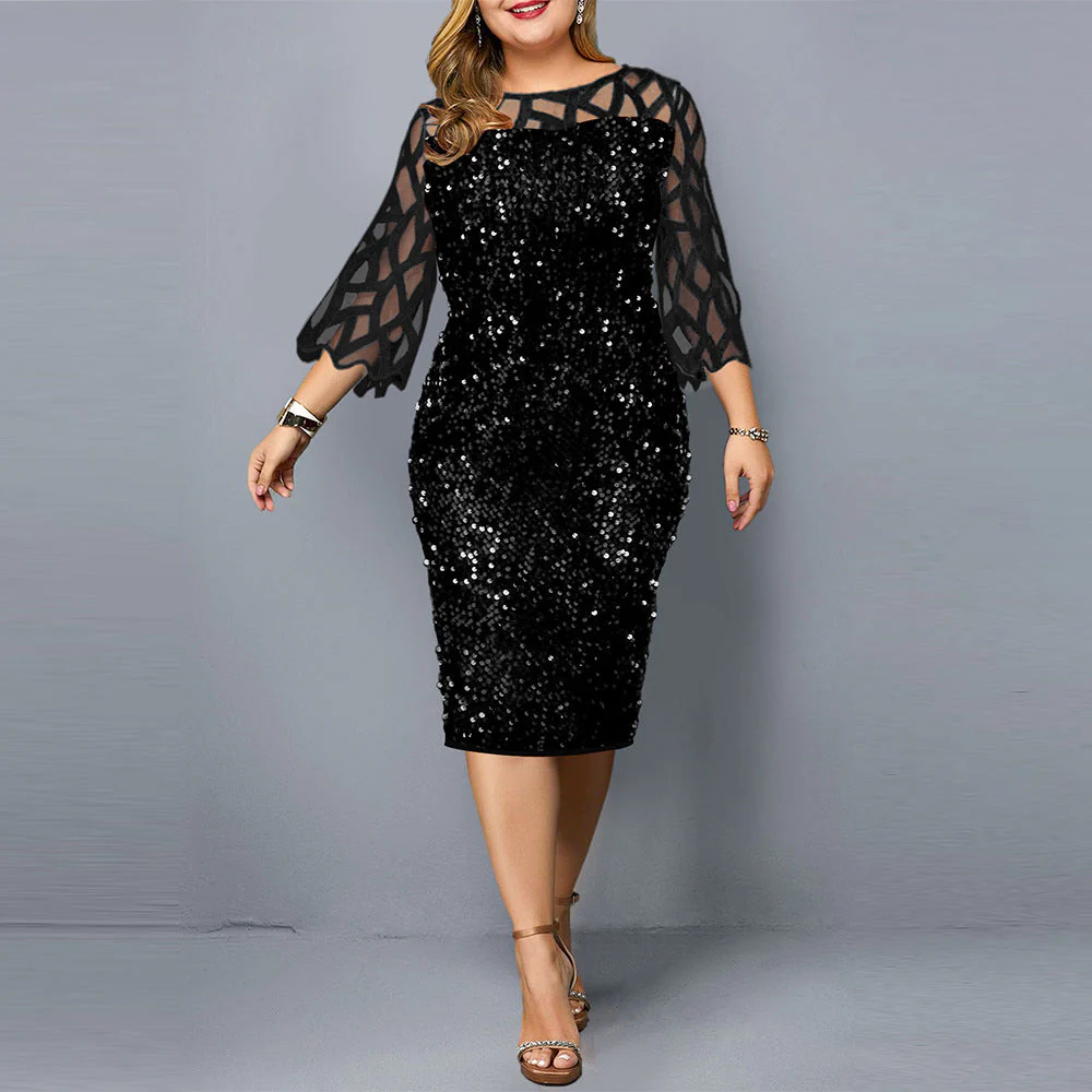 Heidi-Mode | Damenkleid mit Lotusblatthülse und Pailletten - Image 3