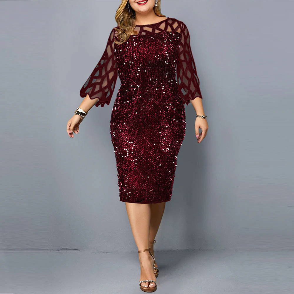 Heidi-Mode | Damenkleid mit Lotusblatthülse und Pailletten - Image 5