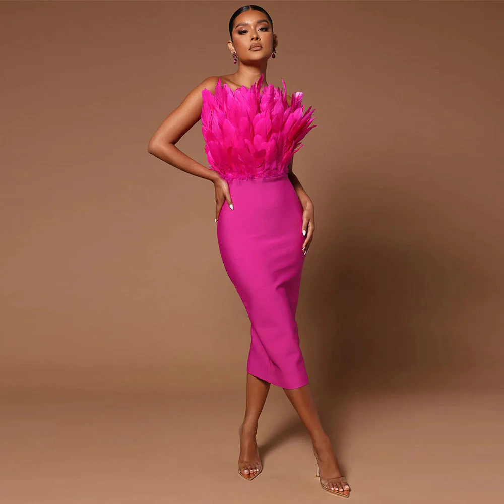 Heidi-Mode | Damenkleid mit Taillenbetonung und Federverzierung - Image 8