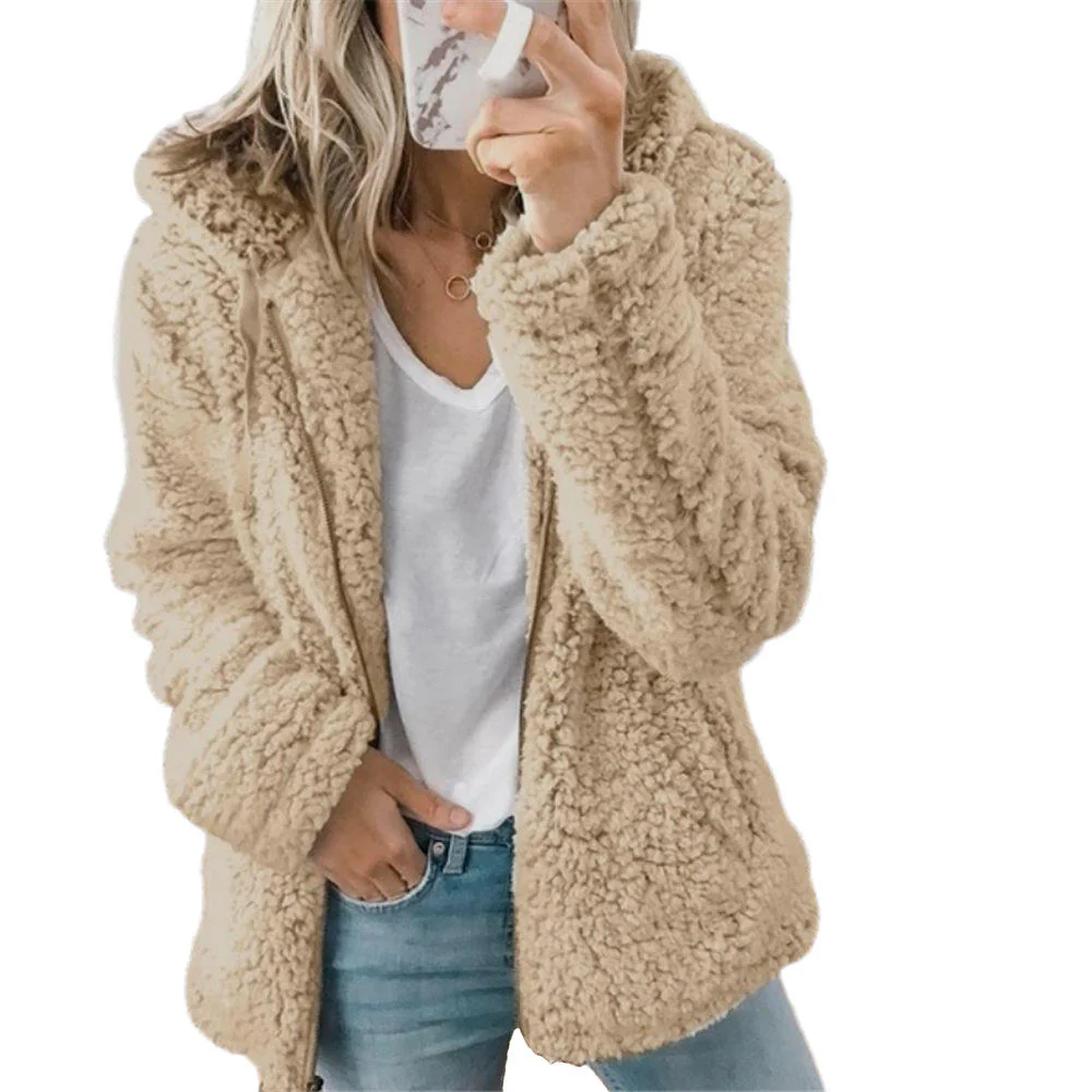 Heidi-Mode | Damenmode Eleganter Bären Teddy Pelzmantel: Weicher Fleece Mantel mit Taschen und Reißverschluss - Image 3